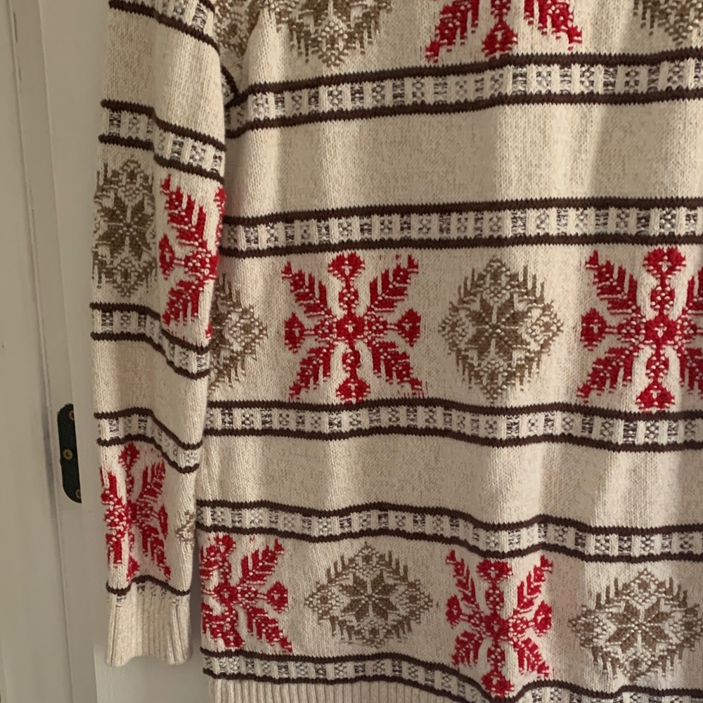 Lands' End Women's Beige and Red Knit Cardigan - Picture 12 of 15